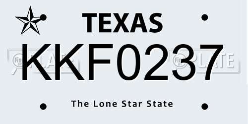KKF0237 Texas License Plate
