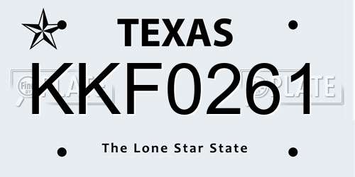 KKF0261 Texas License Plate