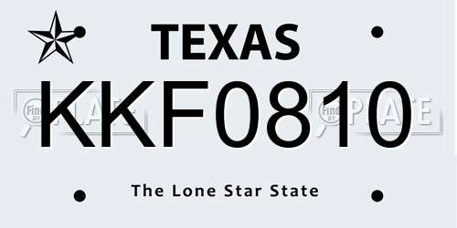 KKF0810 Texas License Plate
