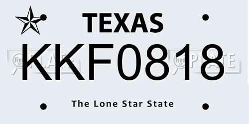 KKF0818 Texas License Plate