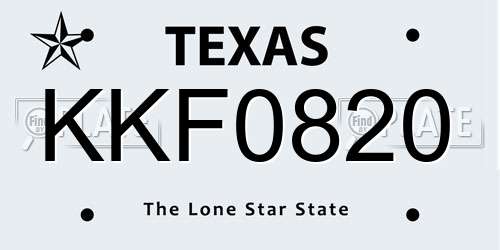KKF0820 Texas License Plate