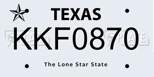 KKF0870 Texas License Plate
