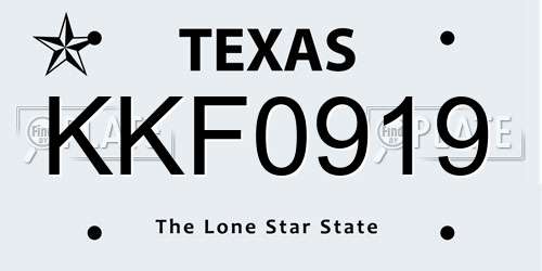 KKF0919 Texas License Plate