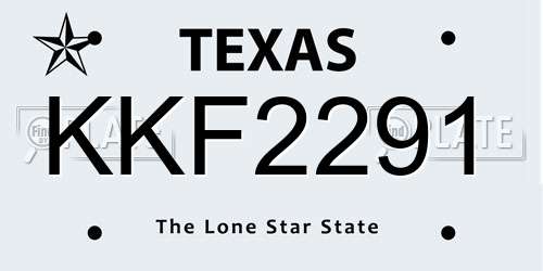 KKF2291 Texas License Plate