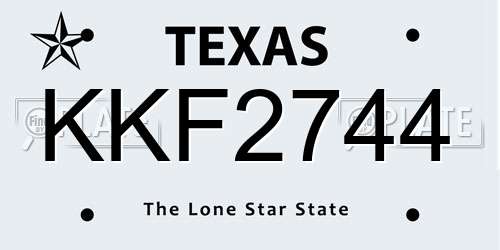 KKF2744 Texas License Plate