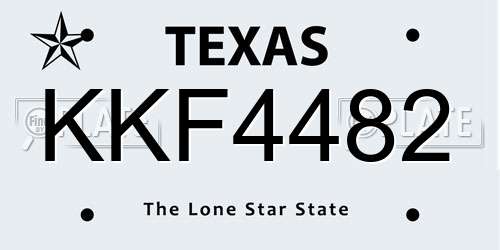 KKF4482 Texas License Plate