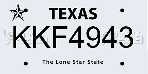 KKF4943 Texas License Plate