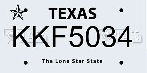 KKF5034 Texas License Plate