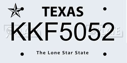KKF5052 Texas License Plate