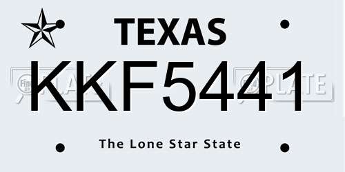 KKF5441 Texas License Plate