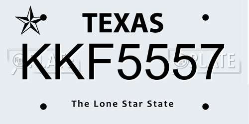 KKF5557 Texas License Plate