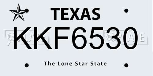KKF6530 Texas License Plate