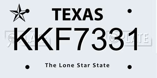 KKF7331 Texas License Plate