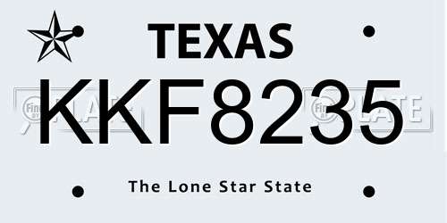 KKF8235 Texas License Plate