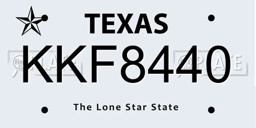 KKF8440 Texas License Plate