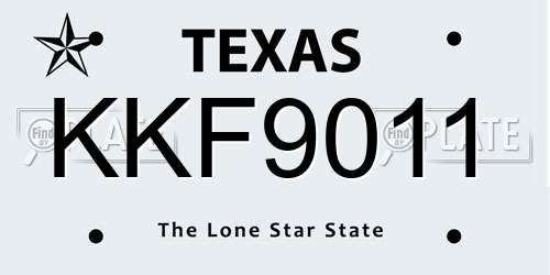 KKF9011 Texas License Plate