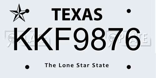 KKF9876 Texas License Plate