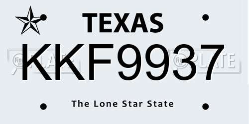 KKF9937 Texas License Plate