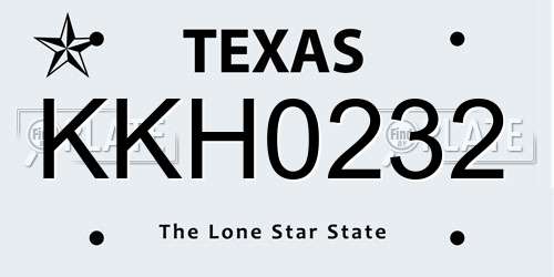 KKH0232 Texas License Plate