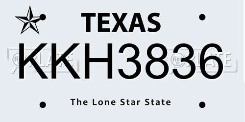 KKH3836 Texas License Plate