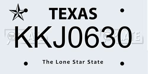 KKJ0630 Texas License Plate