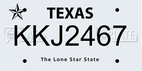 KKJ2467 Texas License Plate