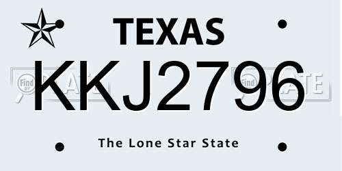 KKJ2796 Texas License Plate