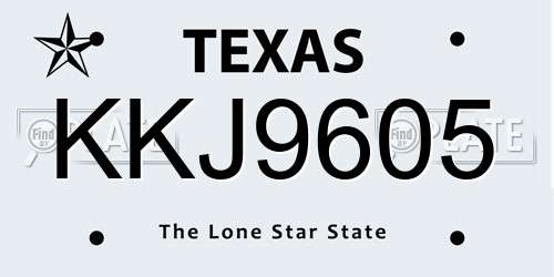 KKJ9605 Texas License Plate