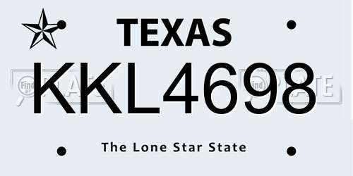 KKL4698 Texas License Plate