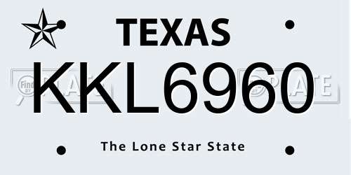 KKL6960 Texas License Plate