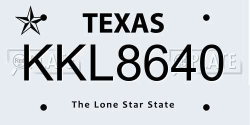 KKL8640 Texas License Plate