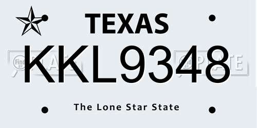 KKL9348 Texas License Plate