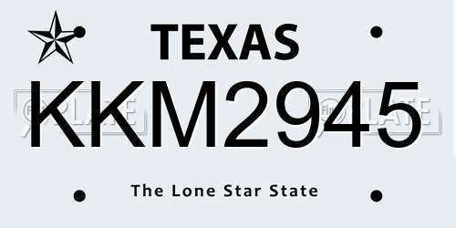 KKM2945 Texas License Plate