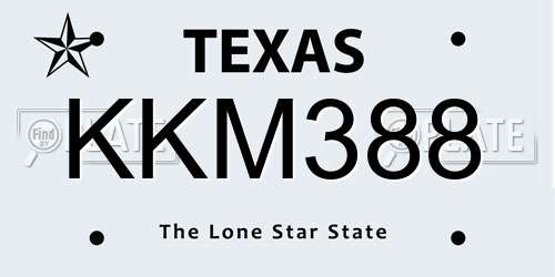 KKM388 Texas License Plate
