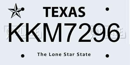KKM7296 Texas License Plate