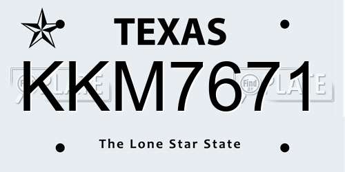 KKM7671 Texas License Plate
