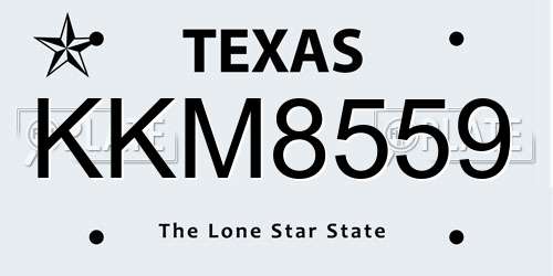 KKM8559 Texas License Plate