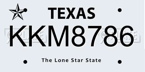 KKM8786 Texas License Plate