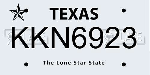 KKN6923 Texas License Plate
