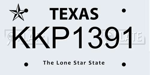 KKP1391 Texas License Plate