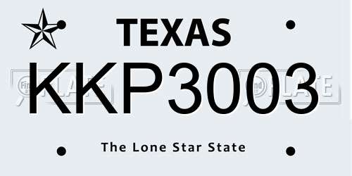 KKP3003 Texas License Plate