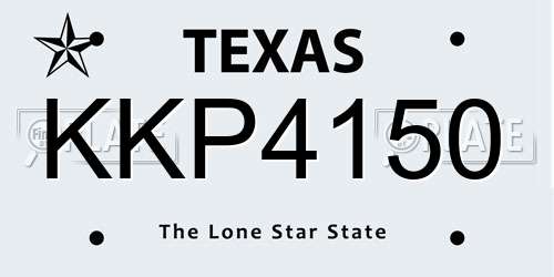 KKP4150 Texas License Plate