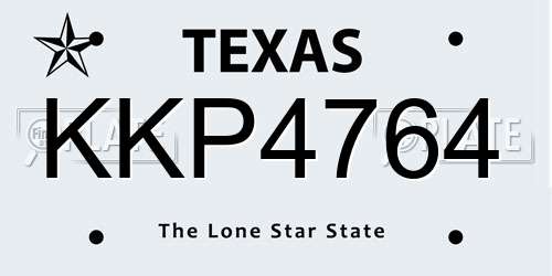 KKP4764 Texas License Plate