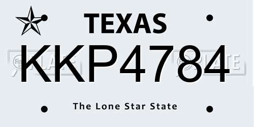 KKP4784 Texas License Plate