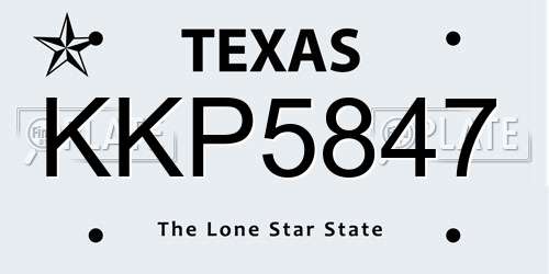 KKP5847 Texas License Plate