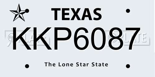 KKP6087 Texas License Plate