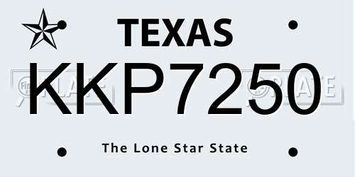 KKP7250 Texas License Plate