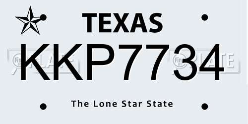 KKP7734 Texas License Plate