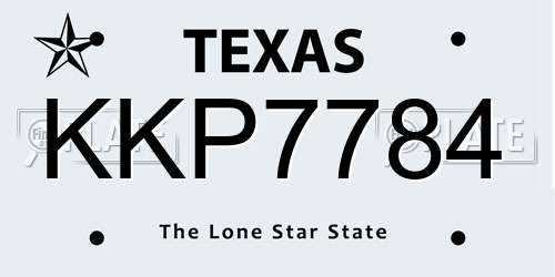 KKP7784 Texas License Plate