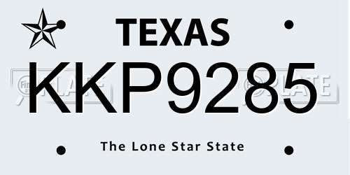 KKP9285 Texas License Plate